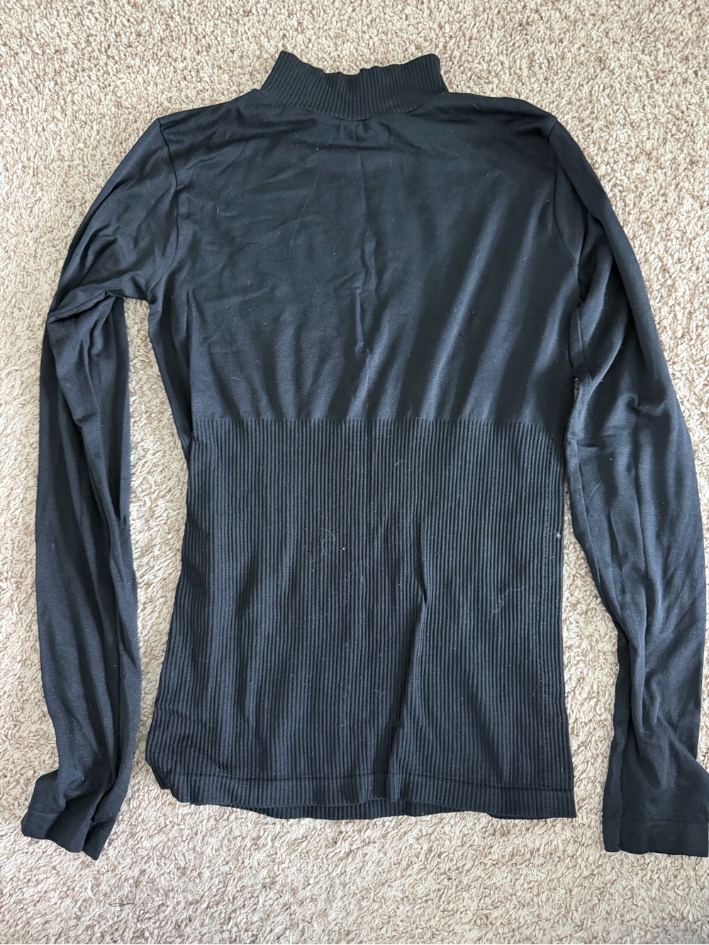 Black Ribbed Mock Neck Long Sleeve Top